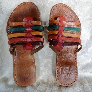 Moroccan Woven Leather Slip On Sandals 8